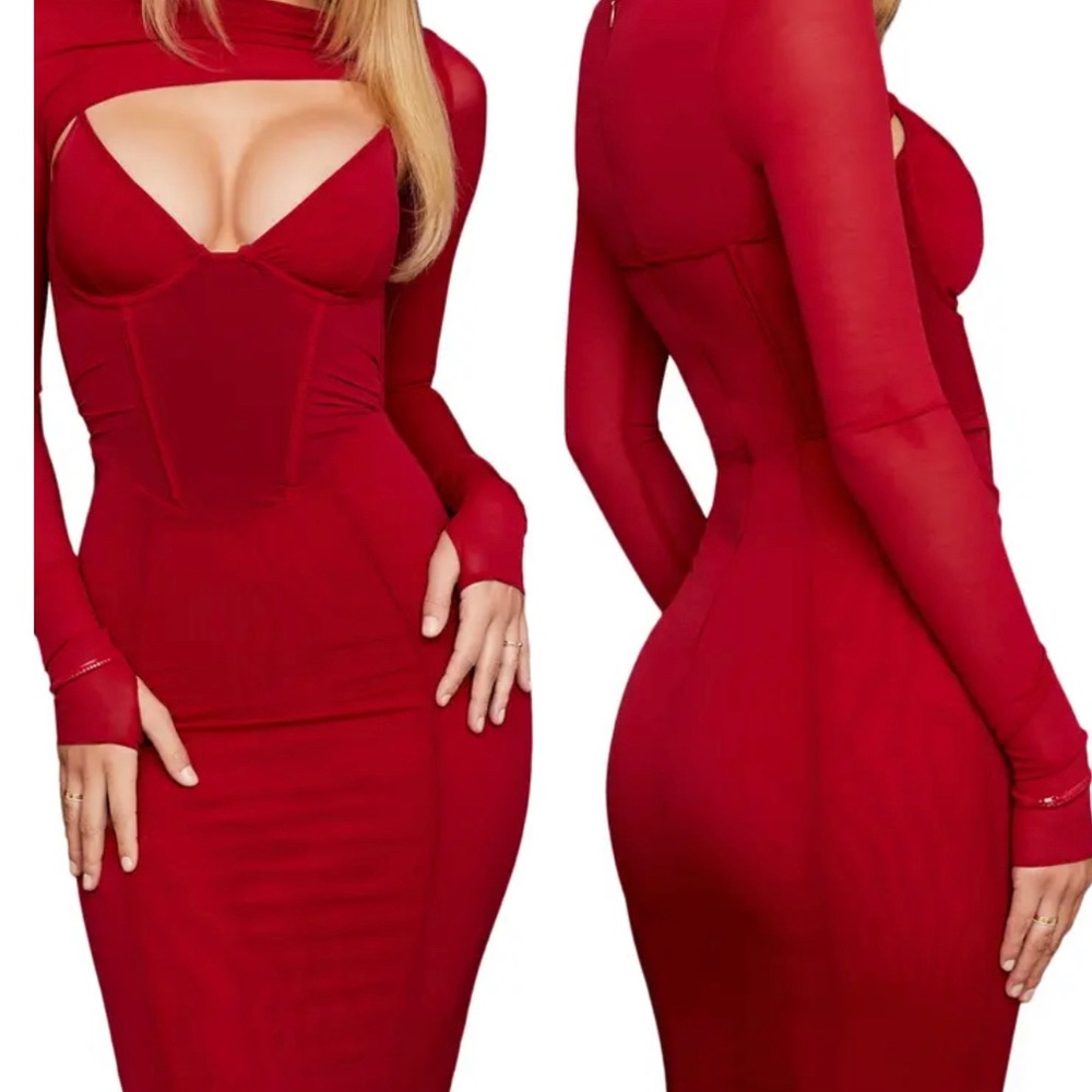 HOUSE OF CB Beatrice Corset Midi Dress